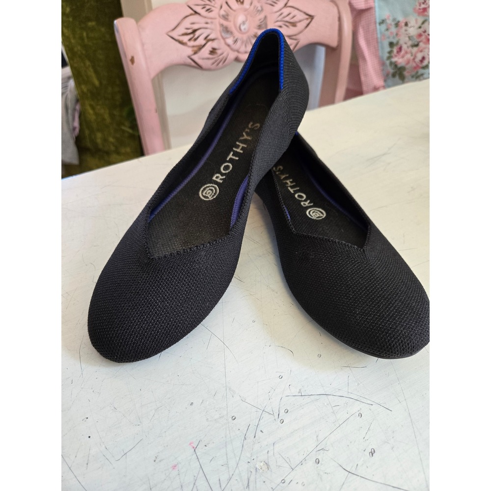 Rothy's The Flat Black Round Toe Knit Ballet Flat Shoes Women's Size 9